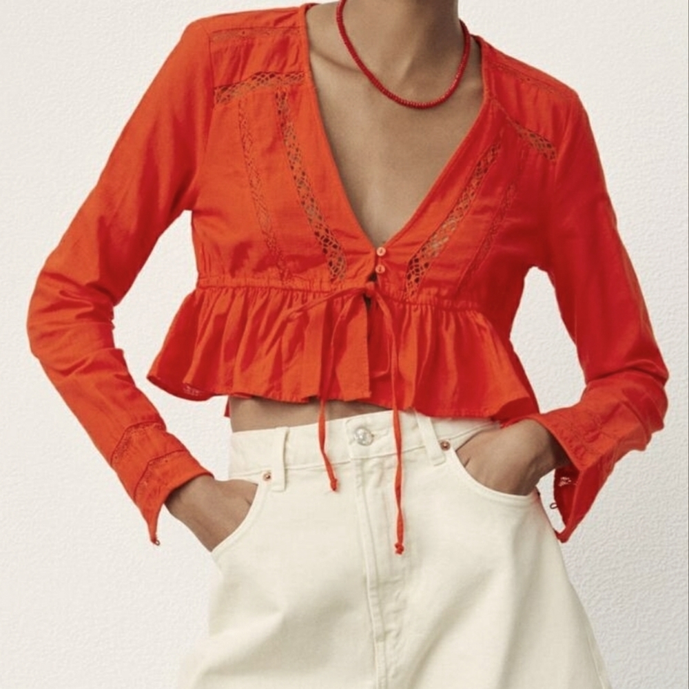 Zara Cropped Top with Panels size L Red